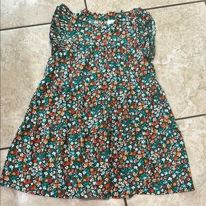 Mint Girls Floral Kids Dress - Green and Orange size XL/14